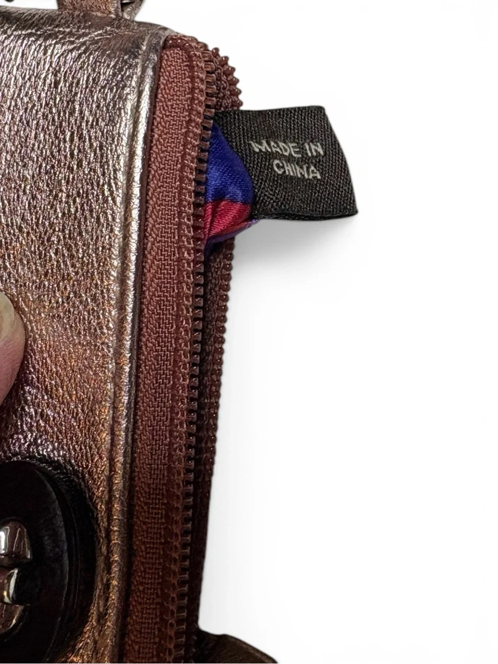 Coach Metallic Rose Gold Poppy Pleated Wristlet Turnlock Clutch EUC